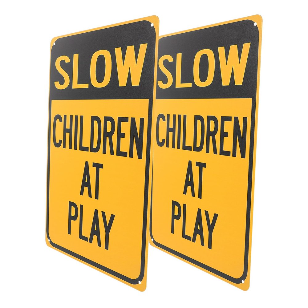 Luxshiny 2Pcs Play Signs Iron Safety Signs for Streets High Visibility Easy Installation Weather Resistant Warning for Playing Secure Setup for Neighborhoods