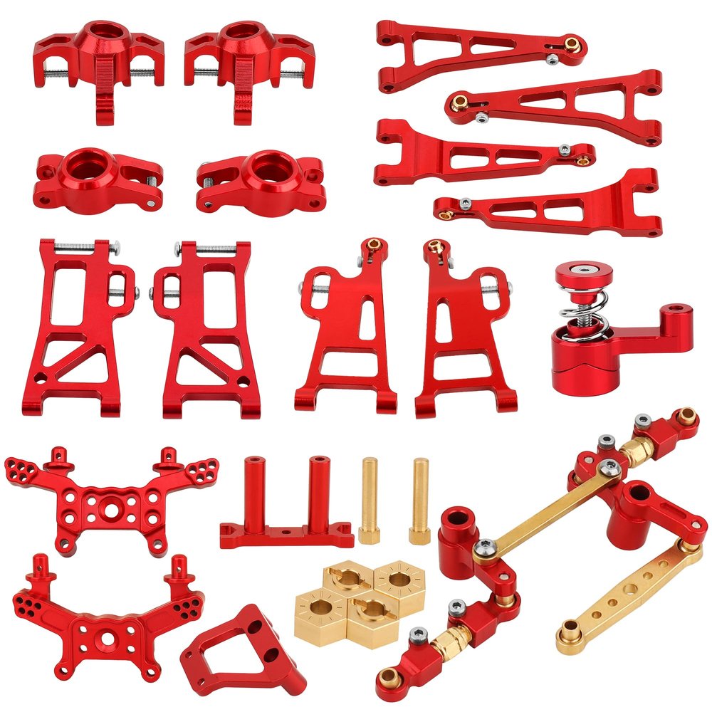 RZXYLRC MJX Hyper Go 14209 14210 H14BM Metal and Brass 1/14 RC Upgrade Parts Front Rear Lower Upper Suspension Arms Shock Mount Servo Arm Steering Knuckle C Hubs Steering Group