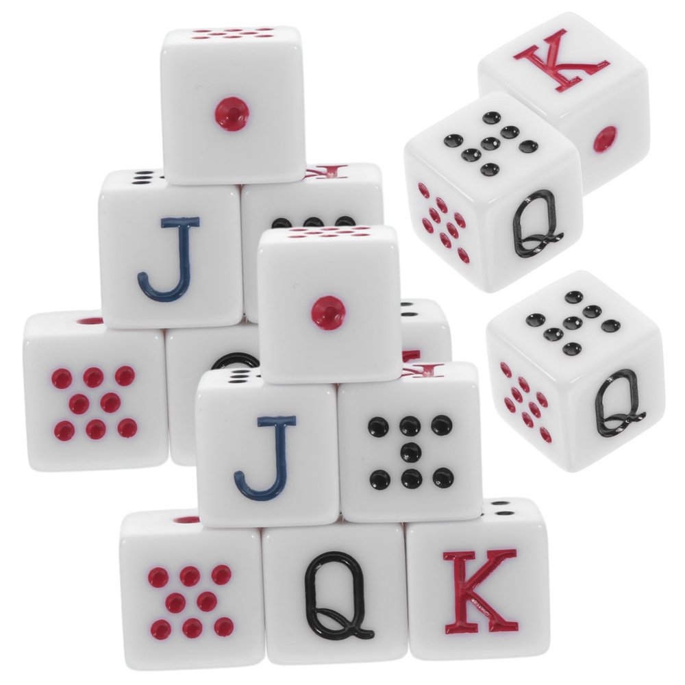 BCOATH 15Pcs Portable Spanish Poker Dice Fun Acrylic Game Dice for Parties Ktv and Bars Lightweight and Easy to Store Dice Game Props