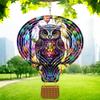 12 Inch 3D Kinetic Metal Owl Wind Spinner, Hot Air Balloon Design Hanging Sculpture, Indoor Outdoor Garden Yard Patio Decor, Holiday view 1
