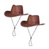 Amosfun 2pcs Kids Western Cowboy Hat Set with Adjustable Neck Strap Sturdy Costume Accessory for Dress Up Parties and Cosplay for Boys and Girls view 1