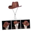 Amosfun 2pcs Kids Western Cowboy Hat Set with Adjustable Neck Strap Sturdy Costume Accessory for Dress Up Parties and Cosplay for Boys and Girls view 3
