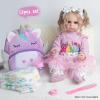 12 Pcs Reborn Baby Doll Clothes with Backpack for 20-22 Inch Baby Dolls,Reborn Baby Doll Accessories Purple Unicorn Set Bag +Bottle+Diapers+Clothes view 2