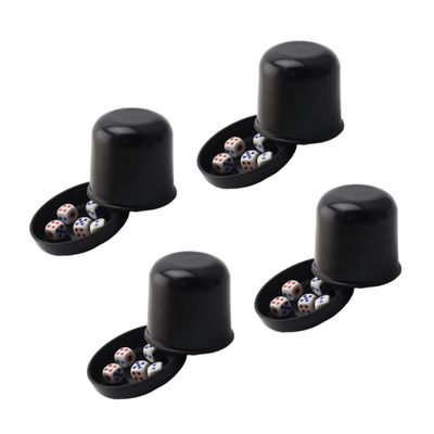Beaupretty 4Sets Thicken Dice Cup Cheating Ktv Bar Dice Cups with Dices for Fun Games and Entertainment Black Color