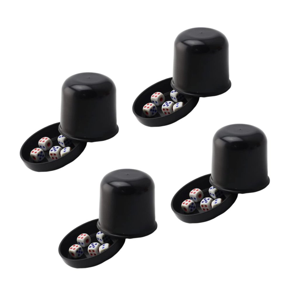 Beaupretty 4Sets Thicken Dice Cup Cheating Ktv Bar Dice Cups with Dices for Fun Games and Entertainment Black Color