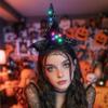 Aiosy Light Up Witch Hat Headband Led Cobweb Headpiece Flower Hat Headbands Halloween Party Costume Dress Up Accessories (Black) view 2