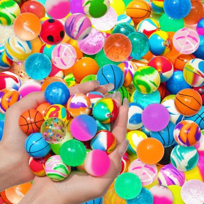 100PCS 32mm Bouncy Balls for Party Favors, Small Super Bouncy Ball Bulk for Adults, Rubber Bouncing Balls Toys for Girls, Boys, Kids, Treasure Box Prizes, Birthday Gifts, Classroom Rewards, Goodie Bag