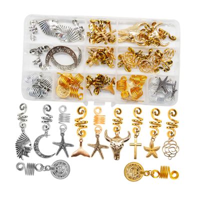 DECOMELODY 33Pcs Dreadlocks Hair Accessories Wire Wrapped Hair Beads for Braids Lightweight Easy to Use for DIY Hair Styling Decoration