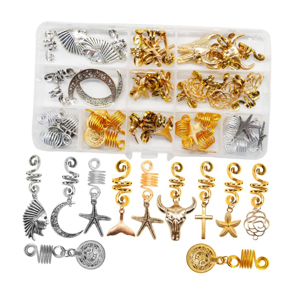 DECOMELODY 33Pcs Dreadlocks Hair Accessories Wire Wrapped Hair Beads for Braids Lightweight Easy to Use for DIY Hair Styling Decoration
