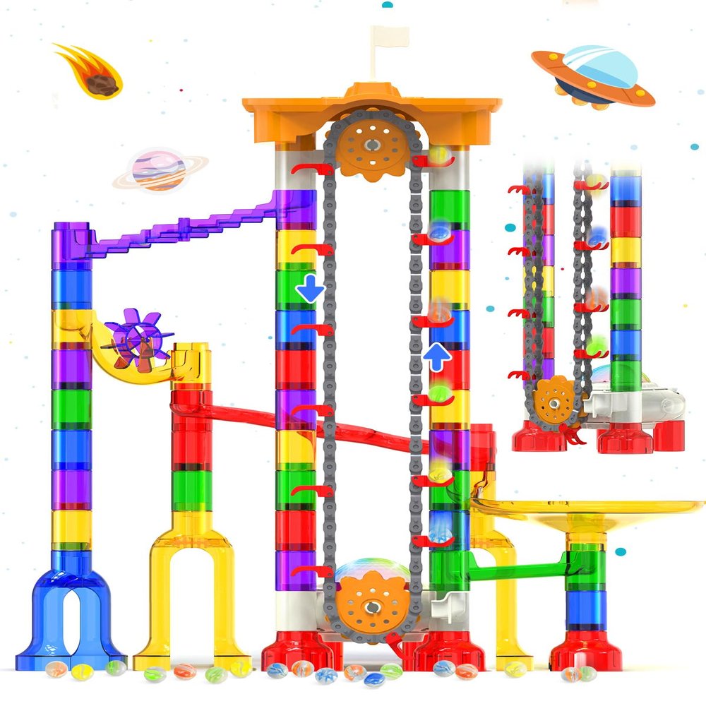 Motorized Marble Run - Marble Runs Stem Toys for Kids 4-8 8-12 - Construction Building Educational Space Toys 5-7 8-10 - Birthday for Boys and Girls