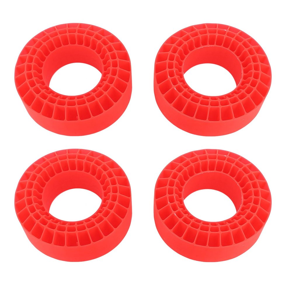 Beufee 4PCS Silicone Inserts Foam Rubber Insert, Scale Rc Crawler Replacement of Sponge Foams 3 Layers Hollow for 1 10 Rc Car 1.9 Inch Tire (Red)