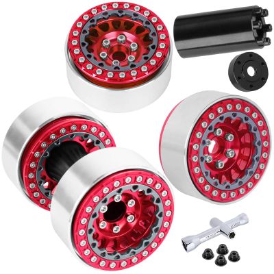 BRCatWPark RC 1.9 Dually Beadlock Wheels Rims w/Adjustable Offset for 1/10 TRX4 TRX6 SCX10 SCX10 II 90046 SCX10 III AXI03007 SCX10 Pro Gen7/8 D90 VS4-10 MST CFX RC Crawler Car,4Pcs Alloy Rims,Red
