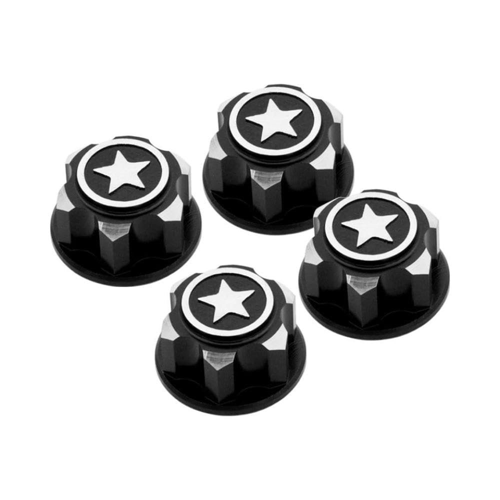 17mm Aluminum Hex Wheel Nut Cover Compatible with 1 8 Scale RC Cars Dirt Bikes Anti Dust Anti Slip Compatible with Various TRX Models(Black)