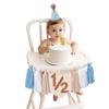 1/2 Birthday Boy, Half Birthday Decorations, Half Way to One Baby Boy High Chair Banner, 6 Months Decorations Party Supplies with Hat and Candle ( Blue) view 2