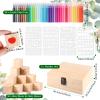 Draupnir 92 Pcs Fun Baby Shower Games Sign Kit Babies Coloring Blocks for Baby Shower, Wooden DIY Blank Blocks Freehand Painting with 36 Paint Markers view 3