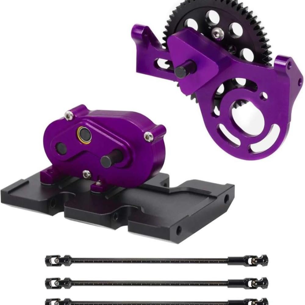 1/10 Transmission with 30 Overdrive Gear Box 3Pcs Driveshafts Compatible with RC Crawler II Element Chassis Compatible with 110 Scale Off Road Vehicle(Purple)