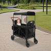 Bacocoo Double Stroller Wagon for Mountain Travel & Camping, 2-Seat All-Terrain Kids Wagon Cart with 5-Point Safety Harness, Large Sunshade, Lockable Wheels, Foldable Design.(Black) view 3