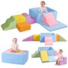 MOOZHEALTH Foam Climbing Blocks for Toddlers, 7-Piece Baby Soft Play Set with Ball Pit, Indoor Climbing Toys for Kids, Modular Foam Play Structures, Macaron Colors (Balls Not Included) view 1