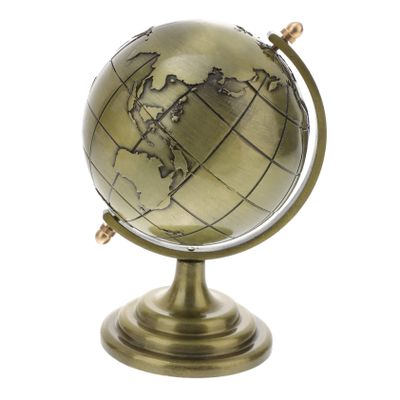 FRCOLOR Antique Iron Rotating Globe Decor for Office Desk Vintage 6-Inch Globe Ornament Decorative for Home or Study