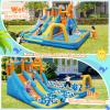AONESY Inflatable Water Slide, 10 in 1 Blow Up Bounce House Double Water Slides for Kids Backyard Indoor Outdoor, Waterslide Bouncy House Pool Park with Blower, Water Tank, Climbing Wall, Soccer Goal view 4