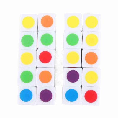 SPYMINNPOO 20 PCs Color Dice with Right Angled Design for Lessons and Board Games, 6 Colors of Bright Colored Robust Cubes for The Classroom