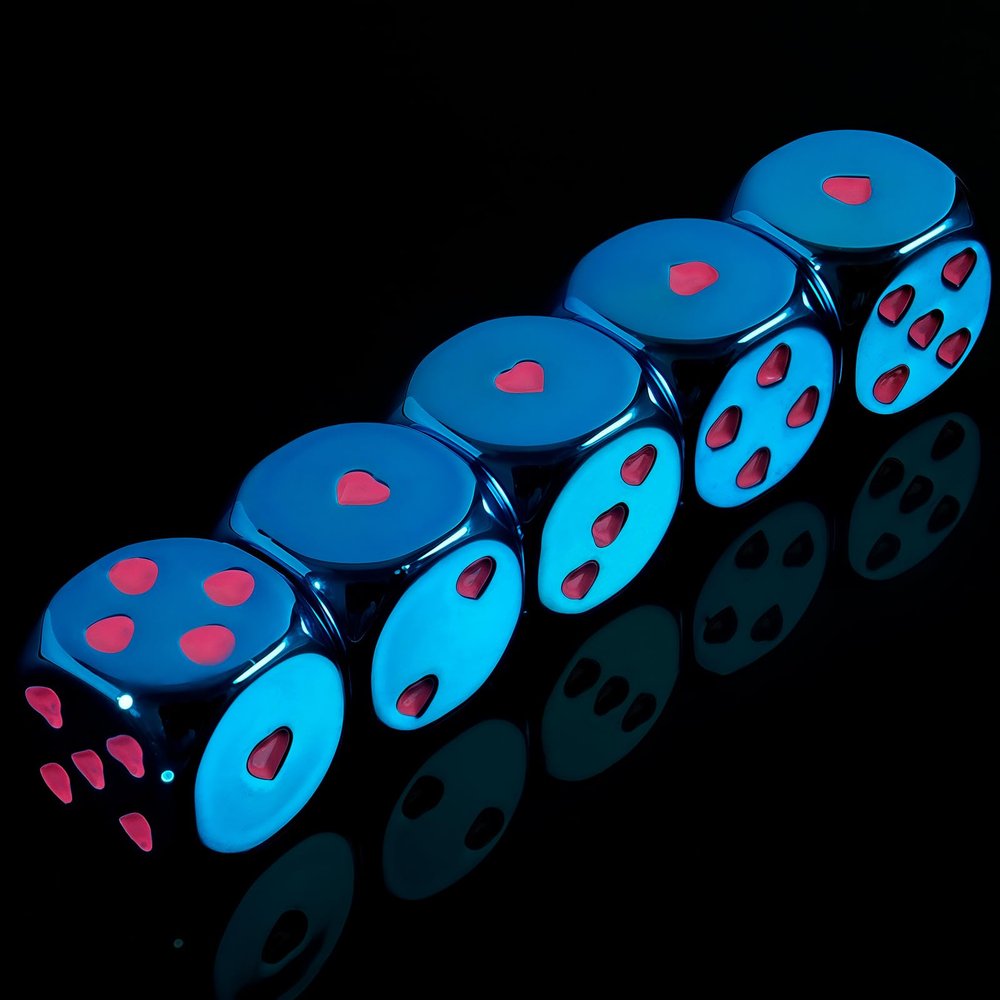 16mm Blue Metal Dice Set - 6 Sided Electroplated Iron Dices with Case, Elegant Metal Dice for Tabletop RPG, Strategy Games, Poker & Geek Gifts (5-Piece Set)