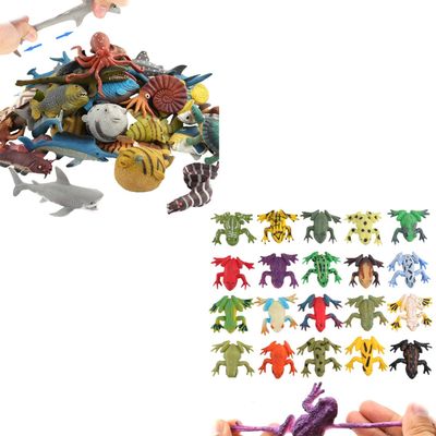 18 Pack Mini Rubber Ocean Animal and 12 Pack Mini Rubber Frog Toy Sets