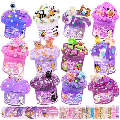 12 Pack Slimes, Purple Slime for Kids, Butter Cloud Slime kit for Girls Ages 8-12, Toys for Girls and Boys, Birthday Party Favors for Kids Goodie Bag Easter Basket Stuffers