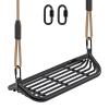 SELEWARE Heavy-Duty 17" Metal Frame Swing Seat with Adjustable Rope & Quick Connect, Replacement Swing Set Accessories for Kids and Adults, Indoor/Outdoor Backyard Playground Tree Swing, Black view 1