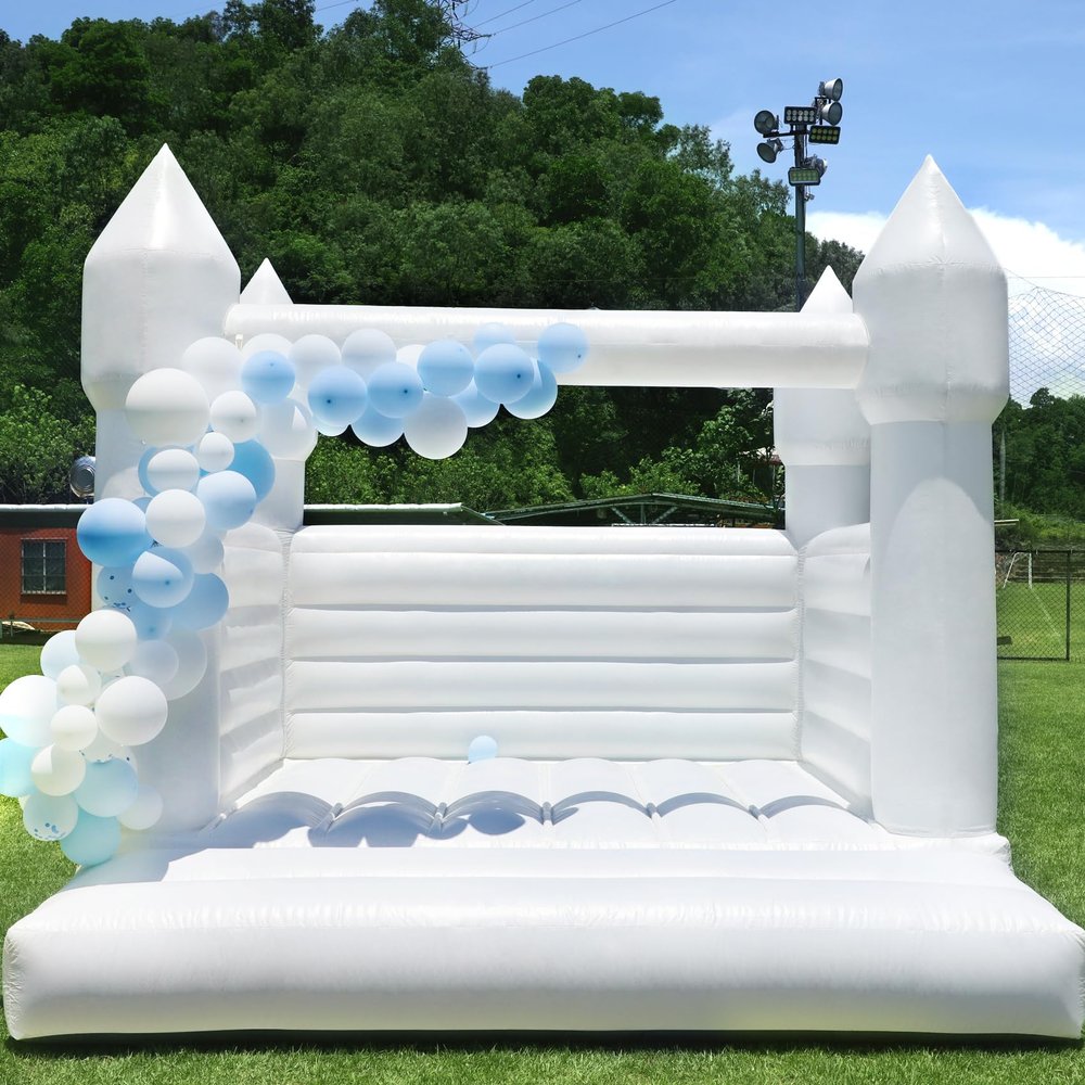 White Bounce House-Commercial Inflatable Indoor Outdoor Bouncy Castle for Adults Bid Kids,100% PVC Large Bounce House Whit Blower for Birthday Wedding Party13.5x11.5x10FT