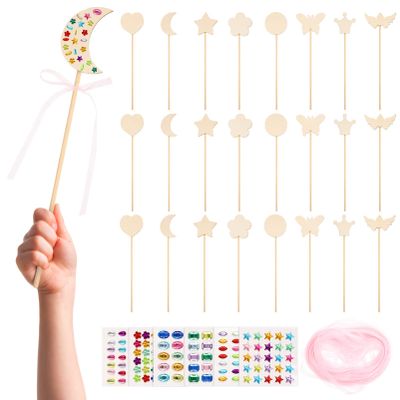 BESPORTBLE Year Old Girl Toys DIY Fairy Wands Kit Wooden Fairy Sticks for Boys and Girls Star Crown Flower Butterfly Shape