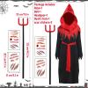 EJWCIG Kids Devil Costume Red Cape Devil Staff Halloween Costume for Girls Boys (L) view 2