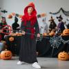 EJWCIG Kids Devil Costume Red Cape Devil Staff Halloween Costume for Girls Boys (L) view 4
