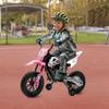 12V Electric Kids Motorcycle, Ride on Motorcycle with Twist Grip Throttle, Treaded Tires, Training Wheels, Music, 3.1mph Top Speed, Ages 3-6 Years Old, Pink view 2