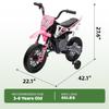 12V Electric Kids Motorcycle, Ride on Motorcycle with Twist Grip Throttle, Treaded Tires, Training Wheels, Music, 3.1mph Top Speed, Ages 3-6 Years Old, Pink view 4