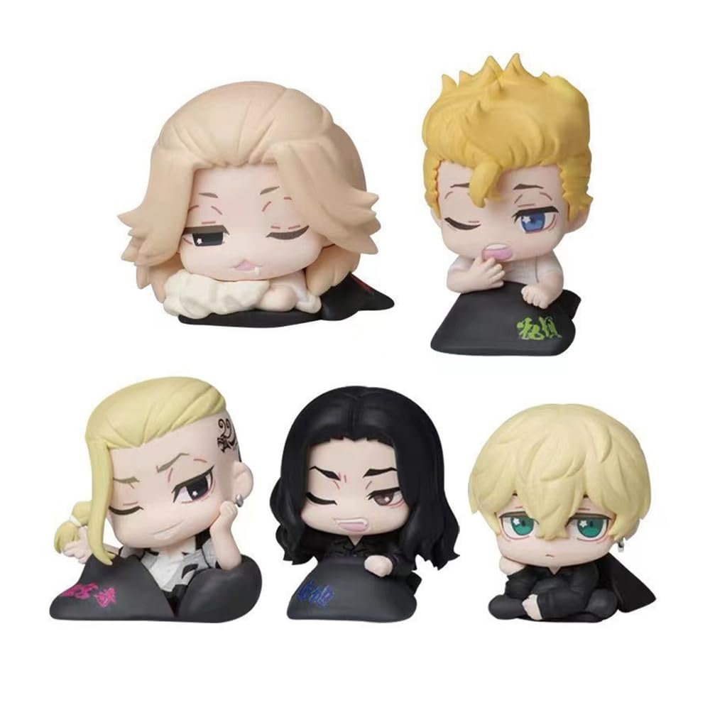 5pcs Matsuno Chifuyu Figure Set Mini Anime Figurine Manjiro Figure Cake Topper Ornament Car Decor Collectible Gifts for Fans