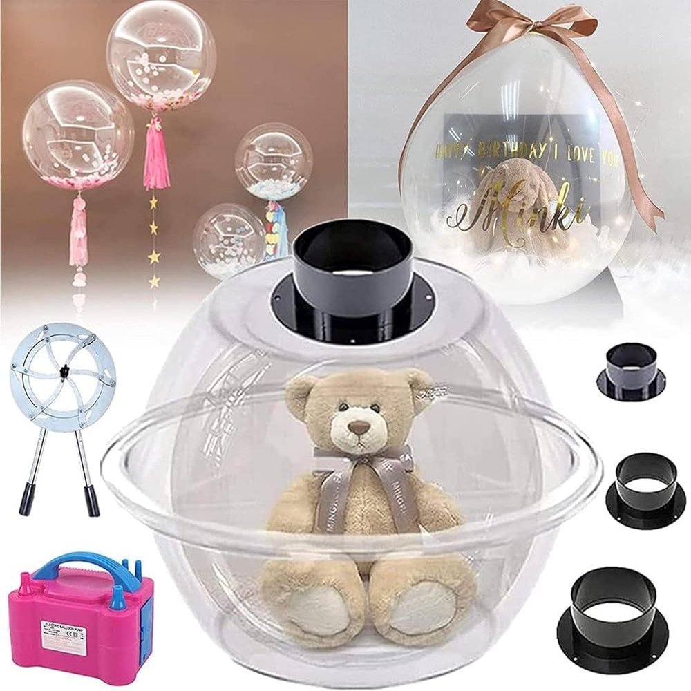 Balloon Stuffing Machine with Pump & Expander Plier | Professional Tool Kit for Gift Balloon Rose, Plush Toy, Bear Bouquet | Wedding & Birthday Party Decor