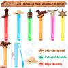 Winrayk Western Cowboy Party Favors, 24Pcs Self-designed Mini Bubble Wands for Kids Bubbles Bulk & Detachable Topper (6 Styles & Colors), Birthday Gift Pinata Filler Goodie Bag Stuffer Classroom Prize view 2