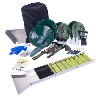 Fabater Gold Panning & Prospecting Kit with 50in Folding Sluice Box, Portable Aluminum Alloy Gold Mining Equipment for Adults, Gold Prospecting Tool for Rivers, Creeks Dredging