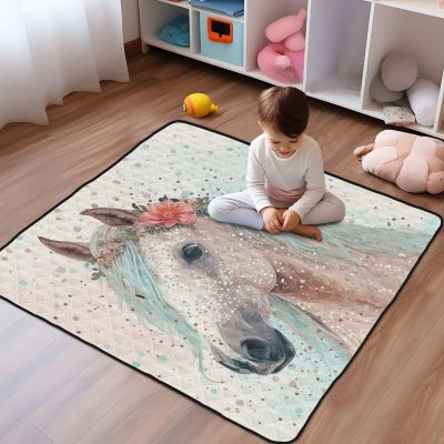 KJIZMO Horse4 Baby Play Mat Baby Gyms Blanket Waterproof Sandproof 3-Layers Mat for Summer Beach, Park, Camping