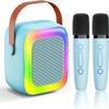 Mini Karaoke Machine for Kids Teen Adults, Kids Karaoke Machine with 2 Wireless Microphones and LED Lights Toys for Party, Home, Gifts for 4 5 6 7 8 9 10 11 12+ Years Girls Boys(Blue) view 1