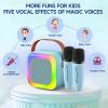 Mini Karaoke Machine for Kids Teen Adults, Kids Karaoke Machine with 2 Wireless Microphones and LED Lights Toys for Party, Home, Gifts for 4 5 6 7 8 9 10 11 12+ Years Girls Boys(Blue) view 2