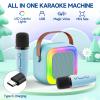 Mini Karaoke Machine for Kids Teen Adults, Kids Karaoke Machine with 2 Wireless Microphones and LED Lights Toys for Party, Home, Gifts for 4 5 6 7 8 9 10 11 12+ Years Girls Boys(Blue) view 4