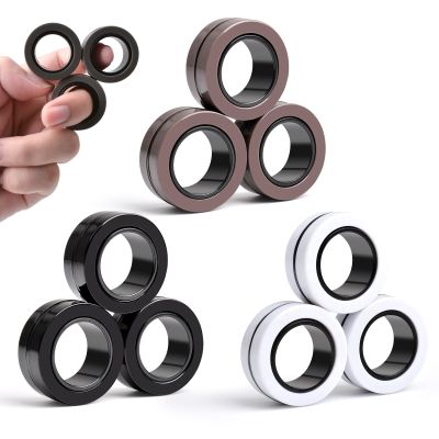 Cevioce 9 PCS Magnetic Ring Fidget Toys Set,ADHD Anxiety Magnetic Finger Spinner Pack for Adults and Teens,Kids Coolest Magnet Stress Relief Toy for 8+ Year Old Boys Girls Present