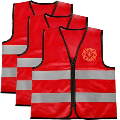3 Pcs Kids Firefighter Vest Costume Fireman Dress Up Clothing Fire Chef Vest with Reflective Strips for Boys Girls Birthday Halloween Party Favors