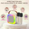 Mini Karaoke Machine for Kids Teen Adults, Kids Karaoke Machine with 2 Wireless Microphones and LED Lights Toys for Party, Home, Gifts for 4 5 6 7 8 9 10 11 12+ Years Girls Boys(Beige) view 2
