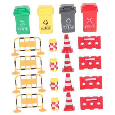 FRCOLOR 1Set Miniature Traffic Educational Roadblock for Including Cones Barricades and Traffic Signs Learning Plaything for Imaginative Outdoor Games
