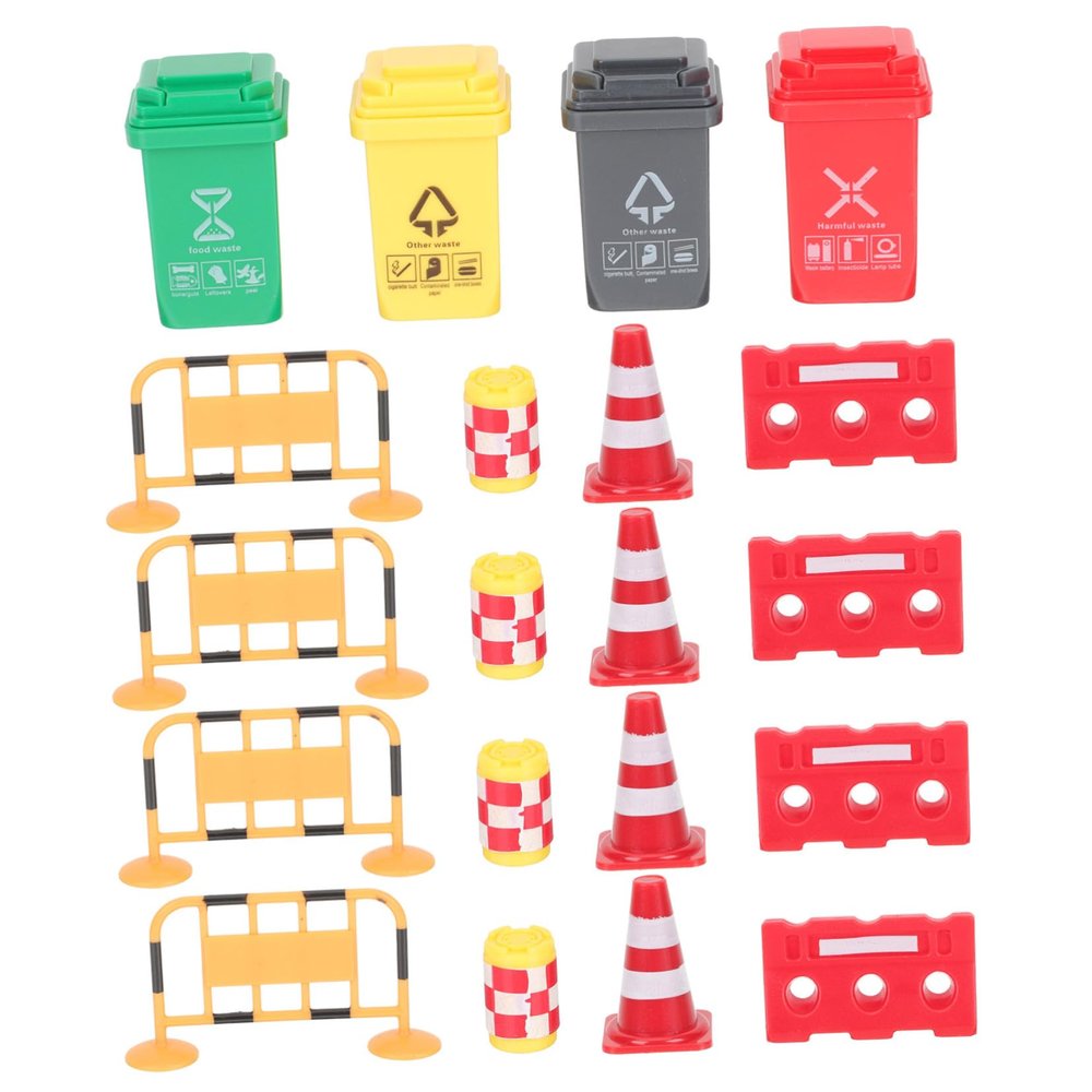 FRCOLOR 1Set Miniature Traffic Educational Roadblock for Including Cones Barricades and Traffic Signs Learning Plaything for Imaginative Outdoor Games