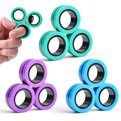 Cevioce 9 PCS Magnetic Ring Fidget Toys Set,ADHD Anxiety Magnetic Finger Spinner Pack for Adults and Teens,Kids Coolest Magnet Stress Relief Toy for 8+ Year Old Boys Girls Present