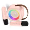Small Bluetooth-Compatible Karaoke Loudspeaker for Kids with 2 Microphones LED Light for Travel Birthday Party Portable Karaoke Machine with Microphones view 1